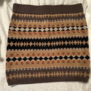 Moda International Geometric Knit Skirt - Brown, Black, and Tan